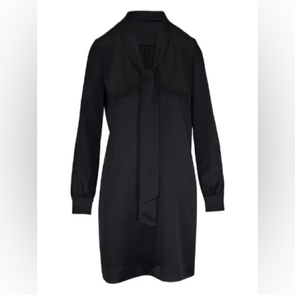 NILI LOTAN $990 Silk Navy Blue Tie Neck Mini Shirt Dress Small EUC - Picture 14 of 16